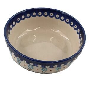 Boleslawiec Ceramic Blue Floral Bowl Soup/Cereal Handmade in Poland 9d